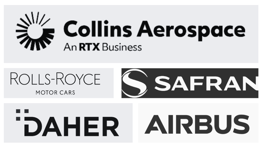 Collins Aerospace, Safran, Rolls Royce, Daher, Airbus